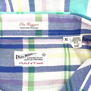 GANT Rugger The Hugger Shirt XL Madras Plaid Handloom Cotton Long Sleeve Casual‎